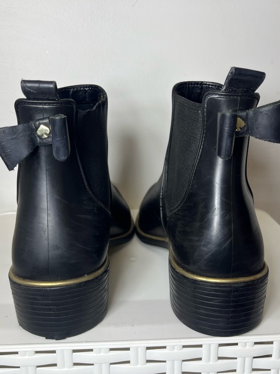 kate spade Black Chelsea Rain Booties with Gold Trim - Picture 8 of 13